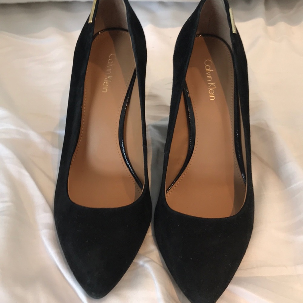 Calvin Klein black suede wedges